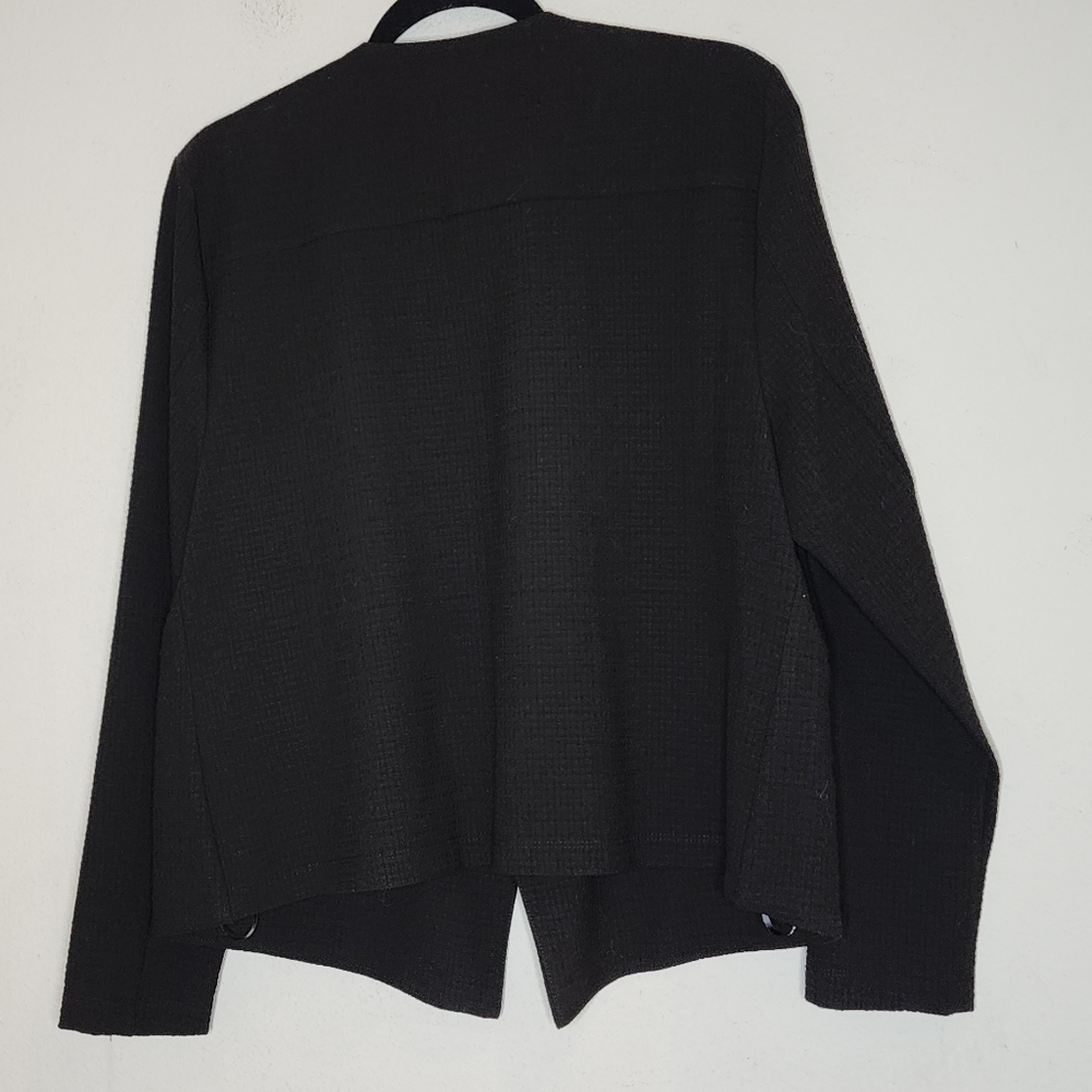NWT Calvin Klein Black waffle‎ open front blazer.  Size Large